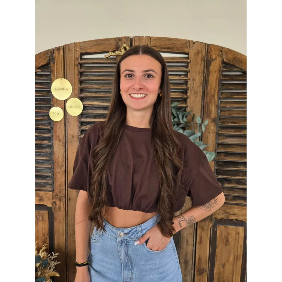T-shirt cropped boule Sasha choco