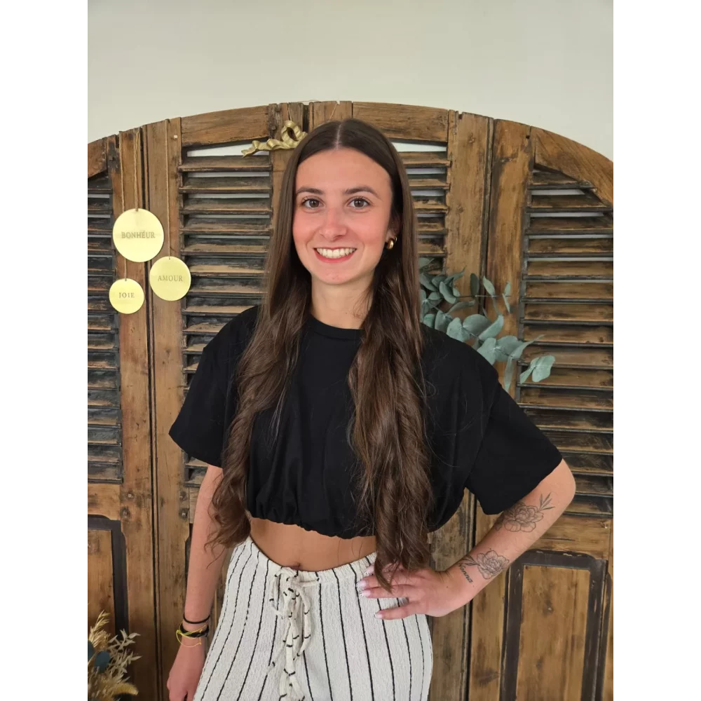 T-shirt cropped boule Sasha noir