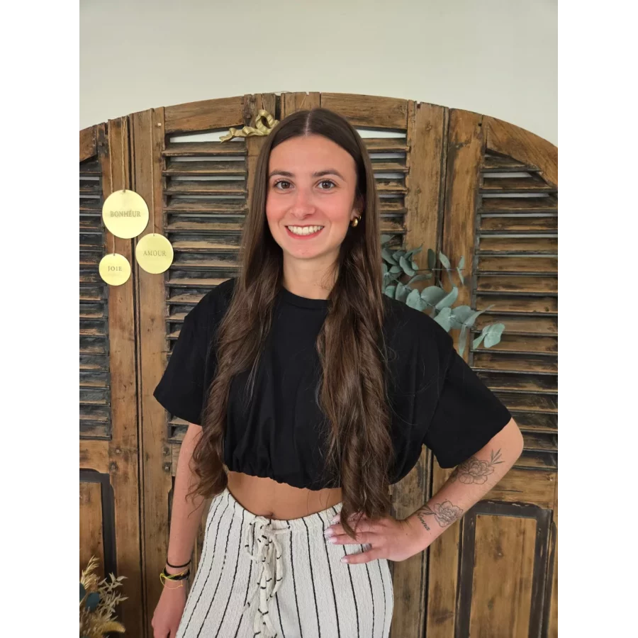 T-shirt cropped boule Sasha noir