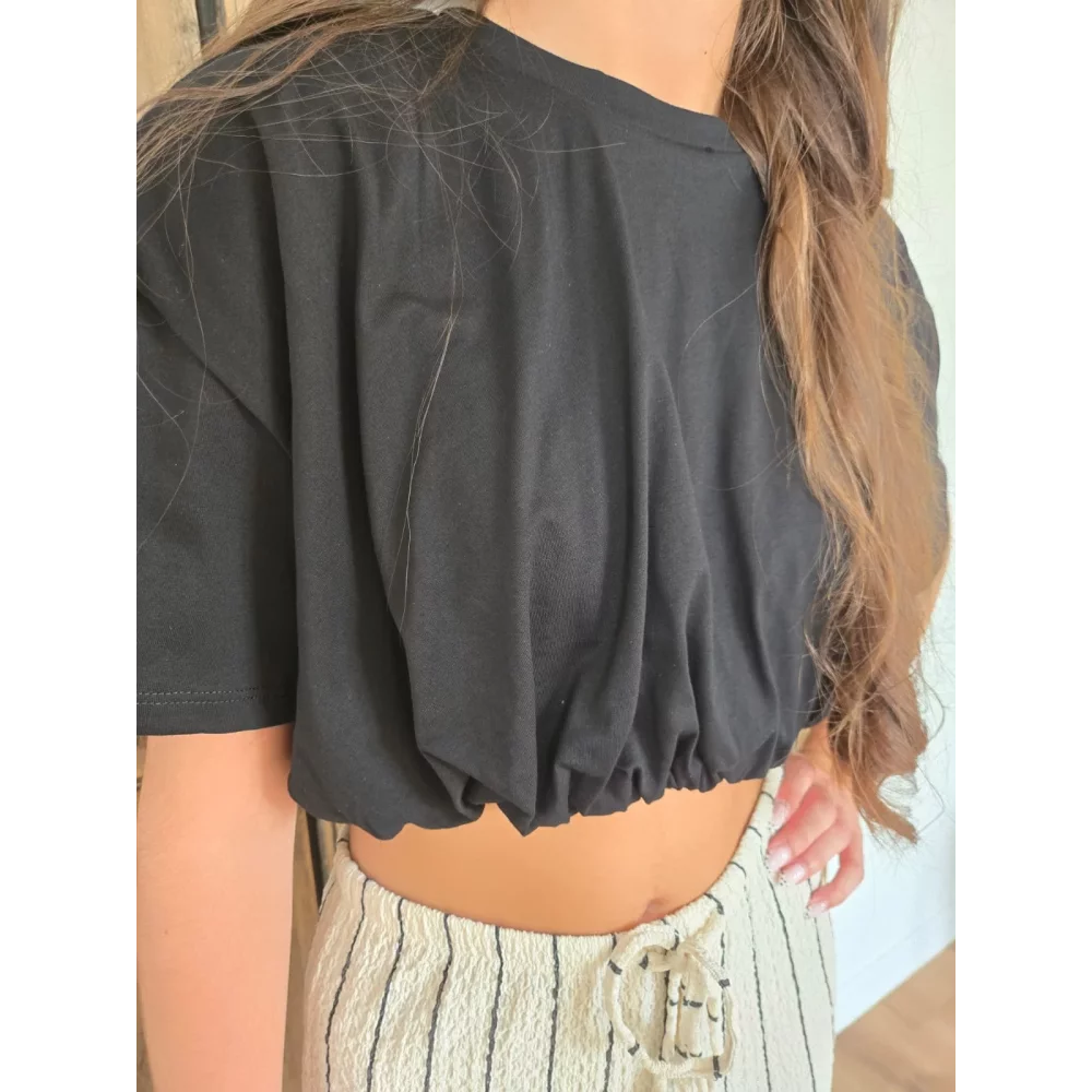 T-shirt cropped boule Sasha noir