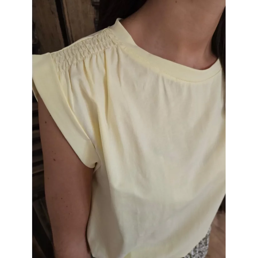 T-shirt Ernest jaune fronces aux epaules
