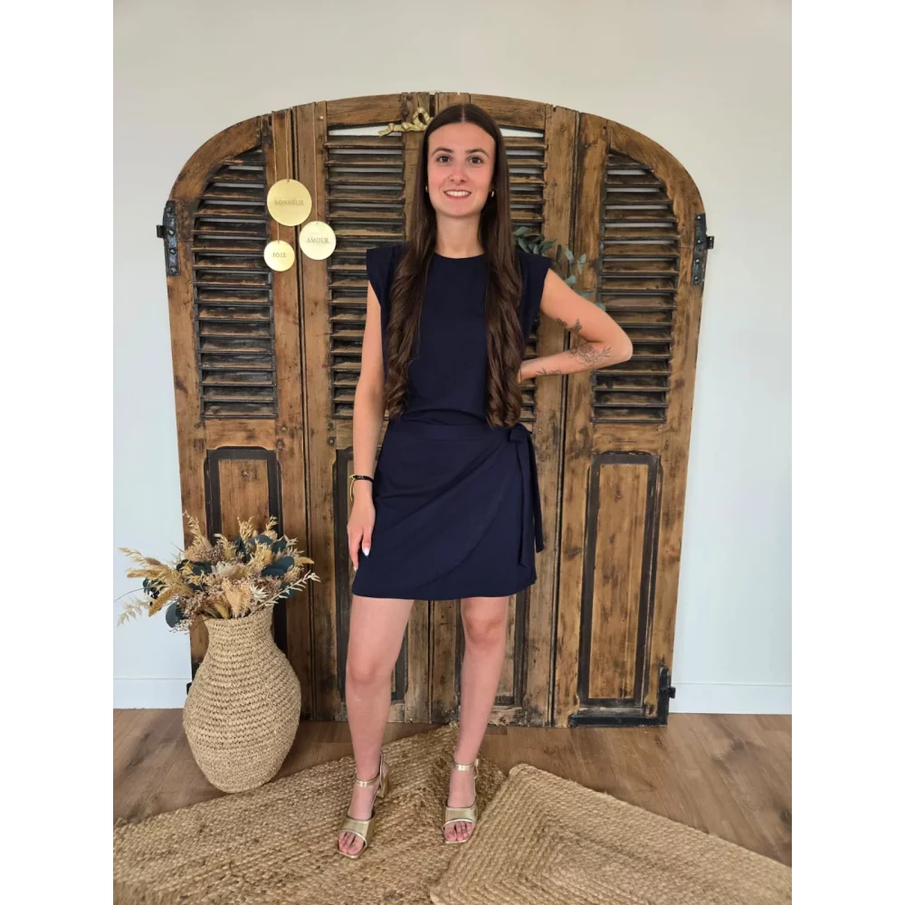 Robe t-shirt Marina bleu marine à nouer