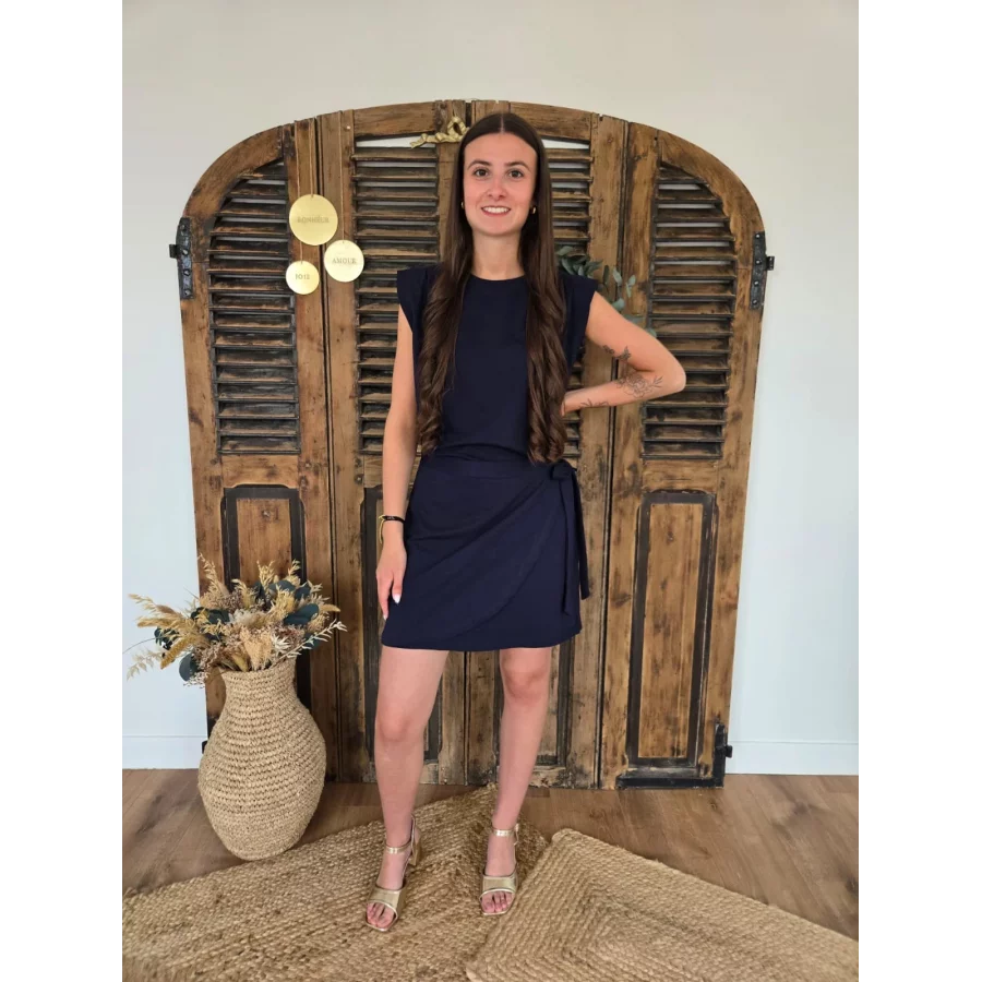 Robe t-shirt Marina bleu marine à nouer