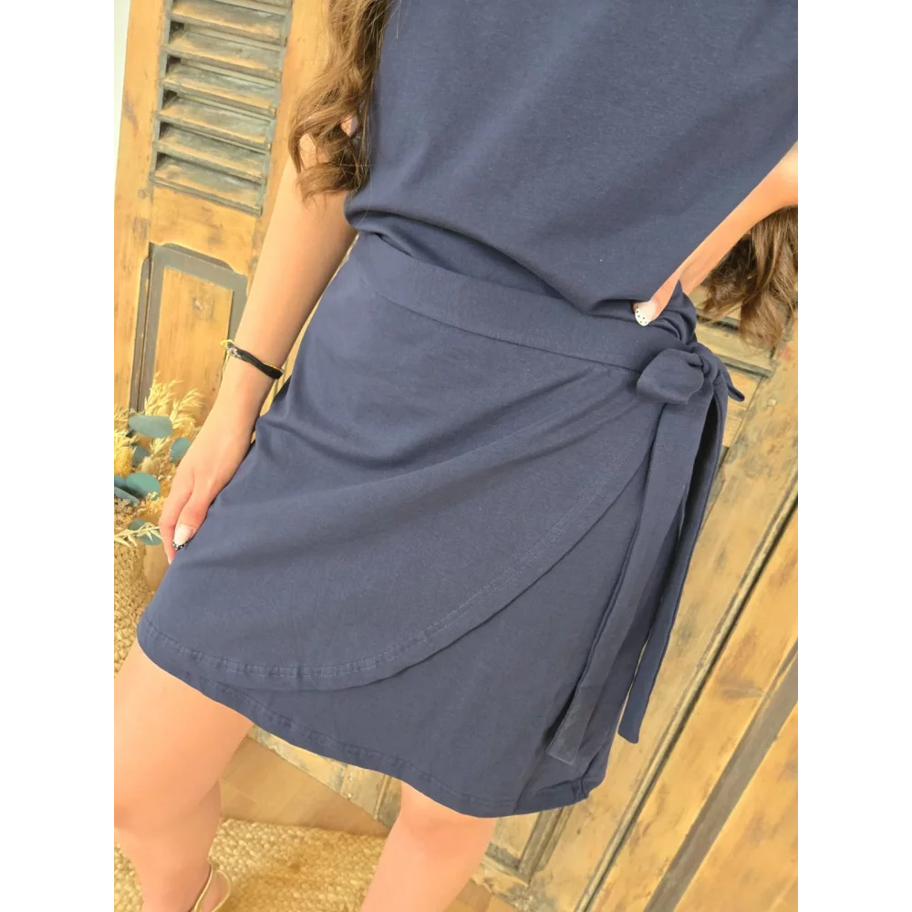 Robe t-shirt Marina bleu marine à nouer