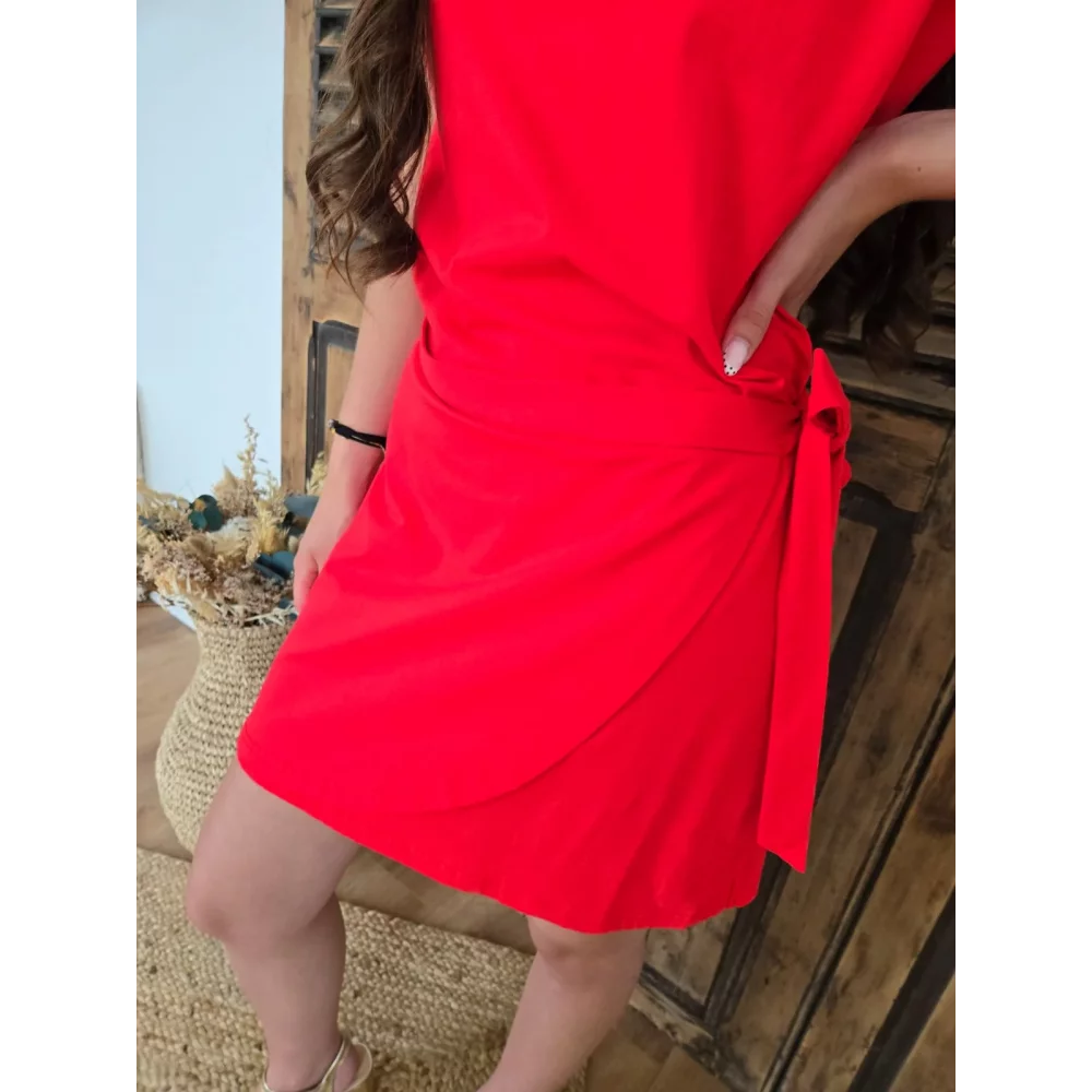 Robe t-shirt Marina rouge à nouer