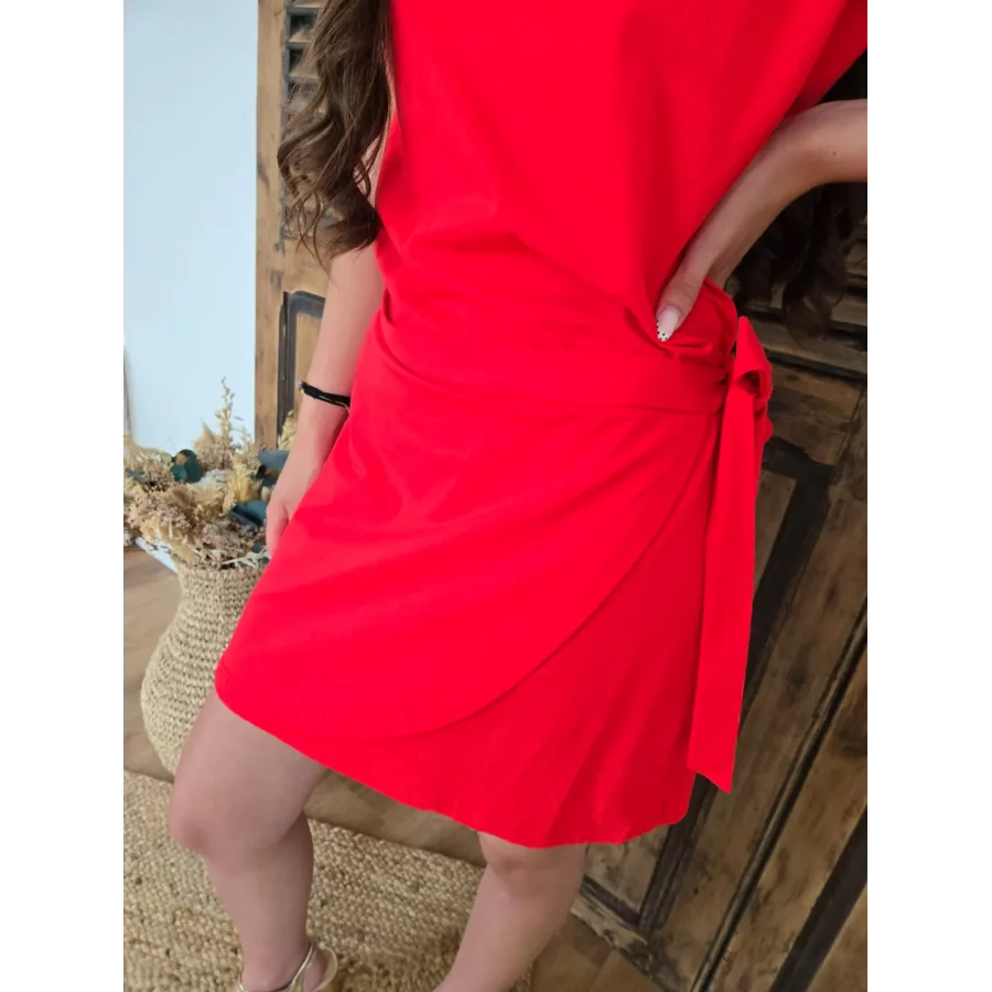 Robe t-shirt Marina rouge à nouer