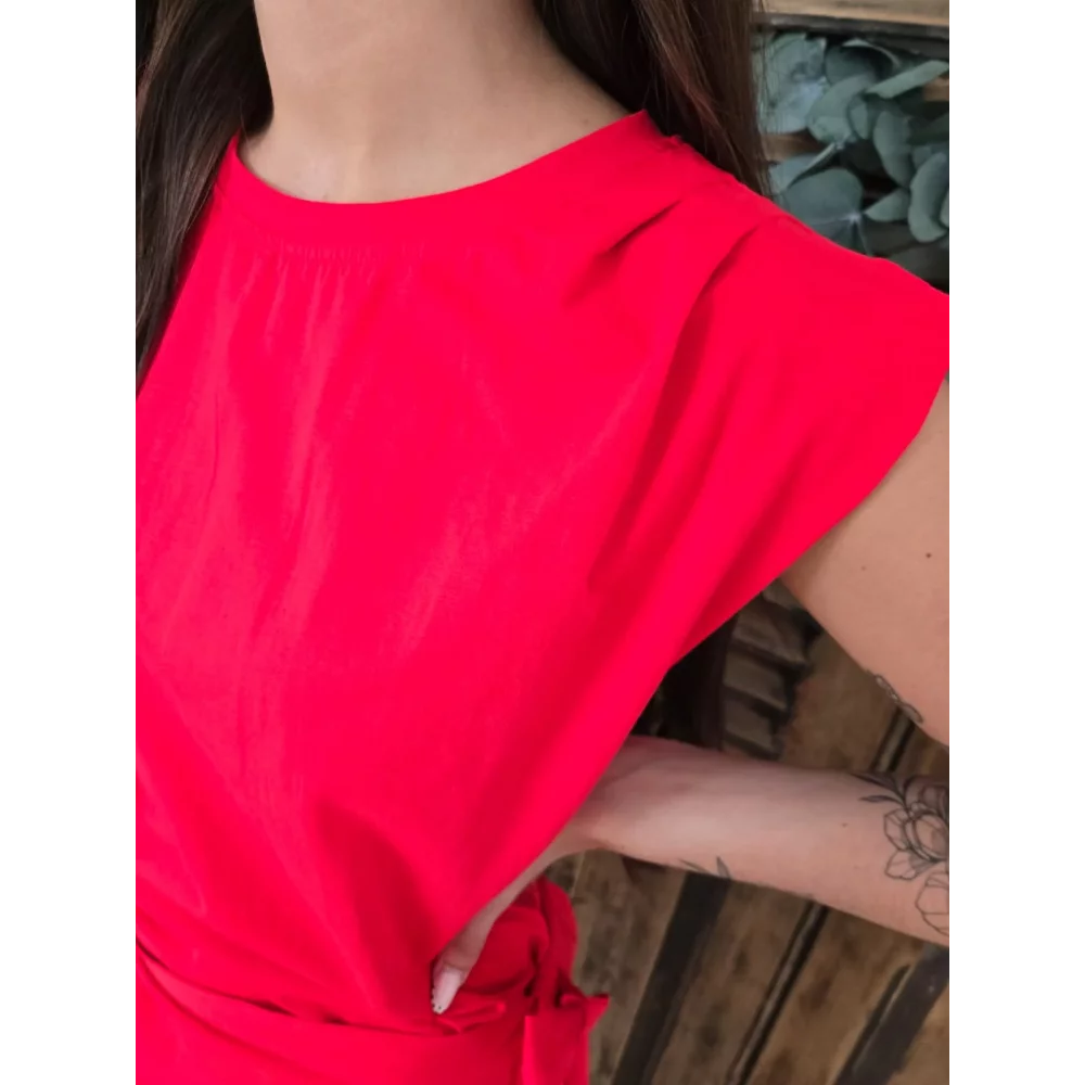 Robe t-shirt Marina rouge à nouer