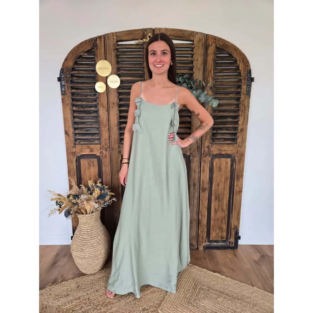 Robe longue Alicia vert sauge