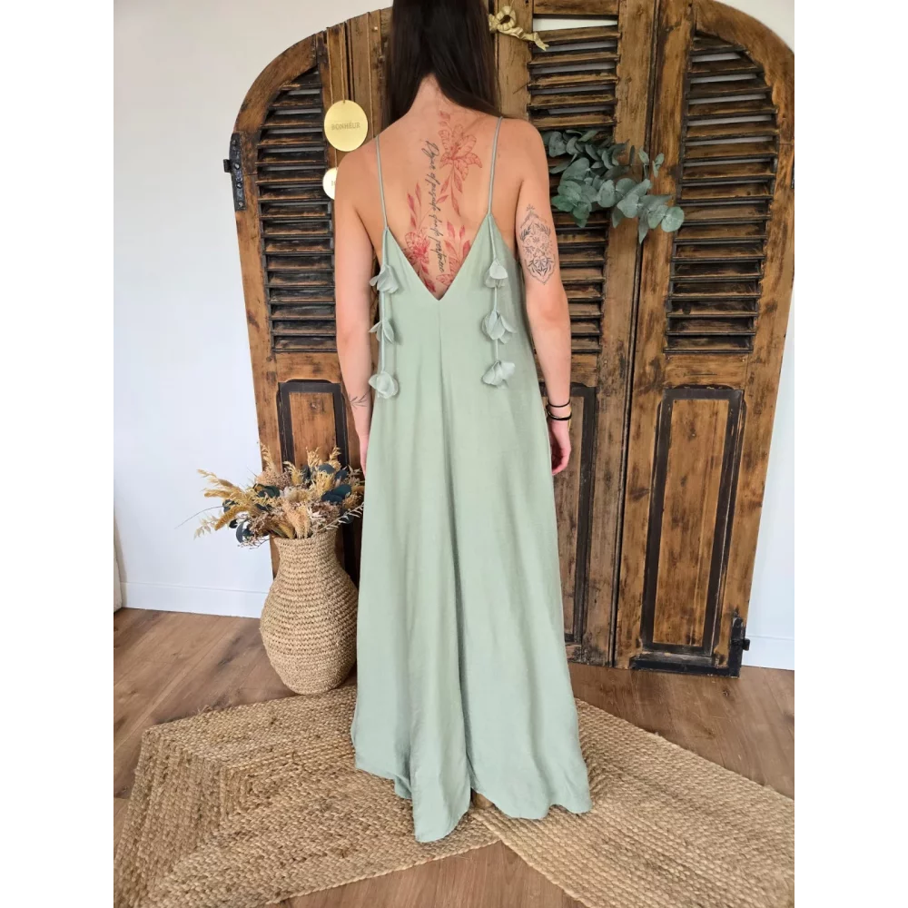 Robe longue Alicia vert sauge