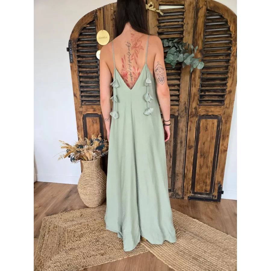 Robe longue Alicia vert sauge