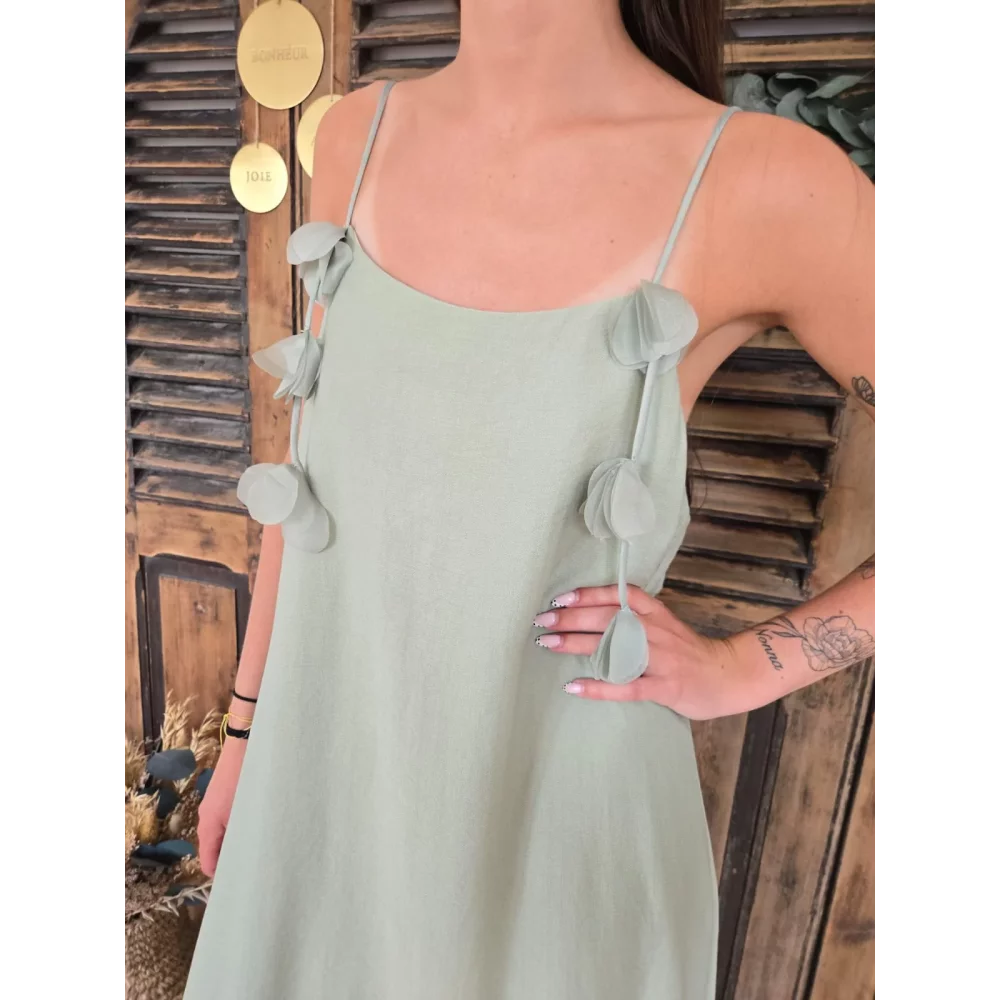 Robe longue Alicia vert sauge