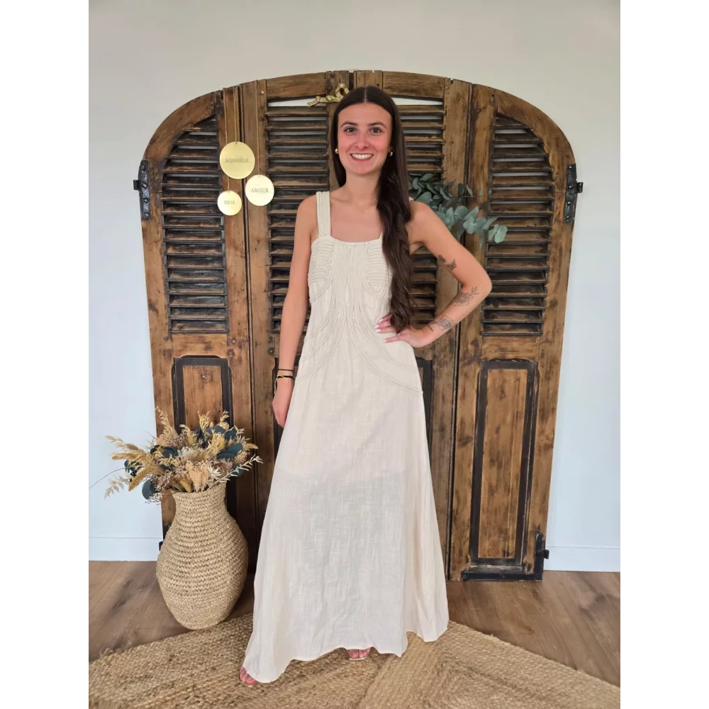 Robe longue Melodie beige et corde