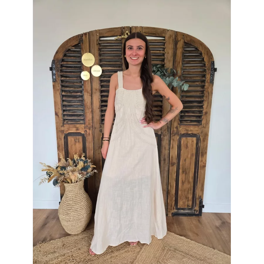 Robe longue Melodie beige et corde