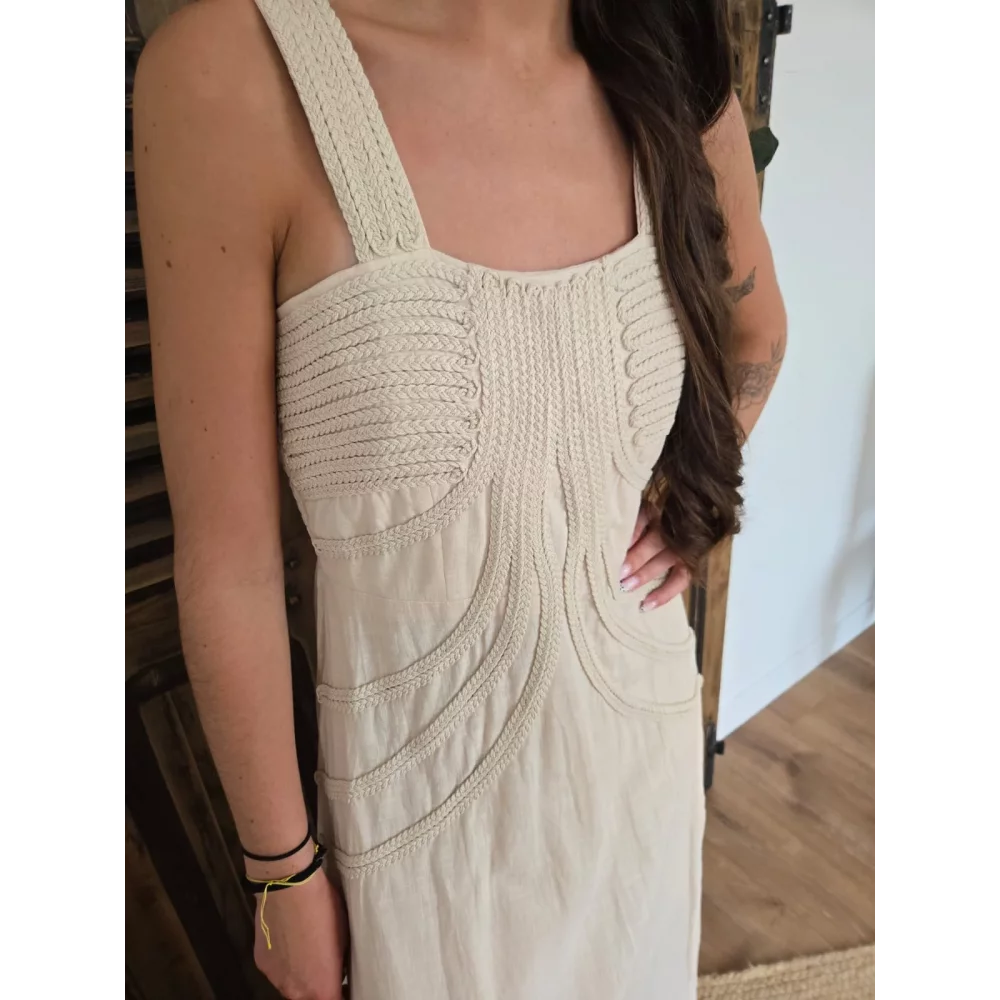 Robe longue Melodie beige et corde