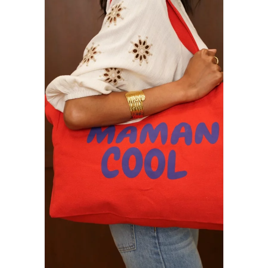Sac cabas en coton Maman Cool rouge