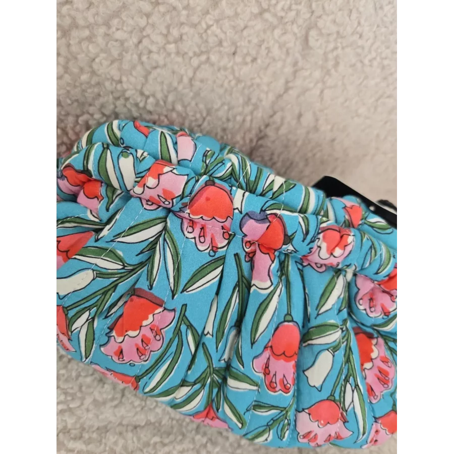 Pochon en tissu turquoise et tulipe