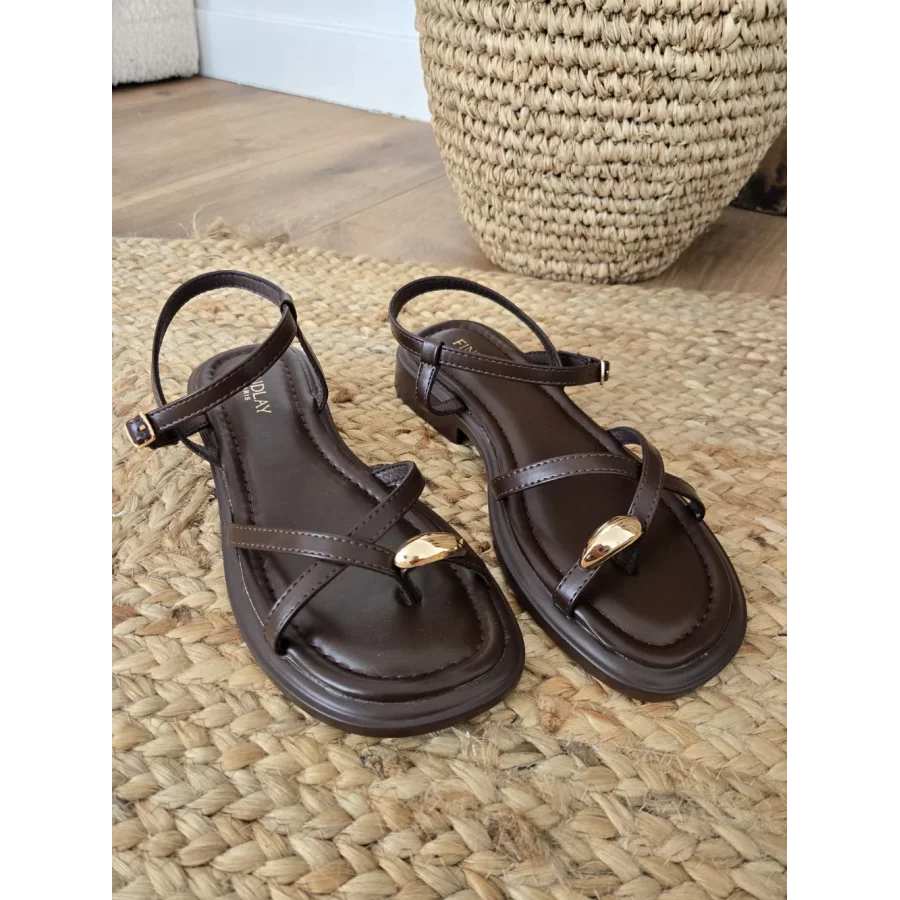 Sandales brides choco bijoux dorés