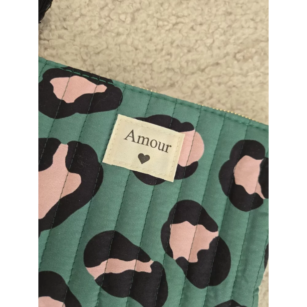 Pochette Trousse leopard vert  Amour