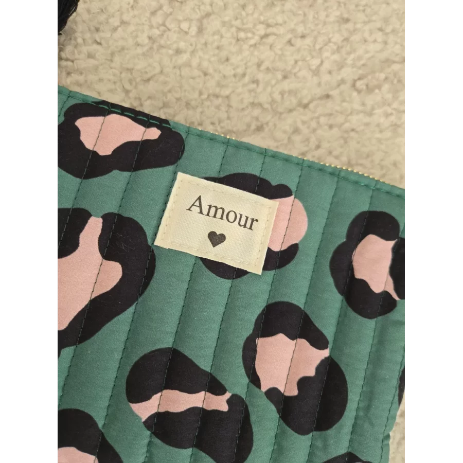 Pochette Trousse leopard vert Amour