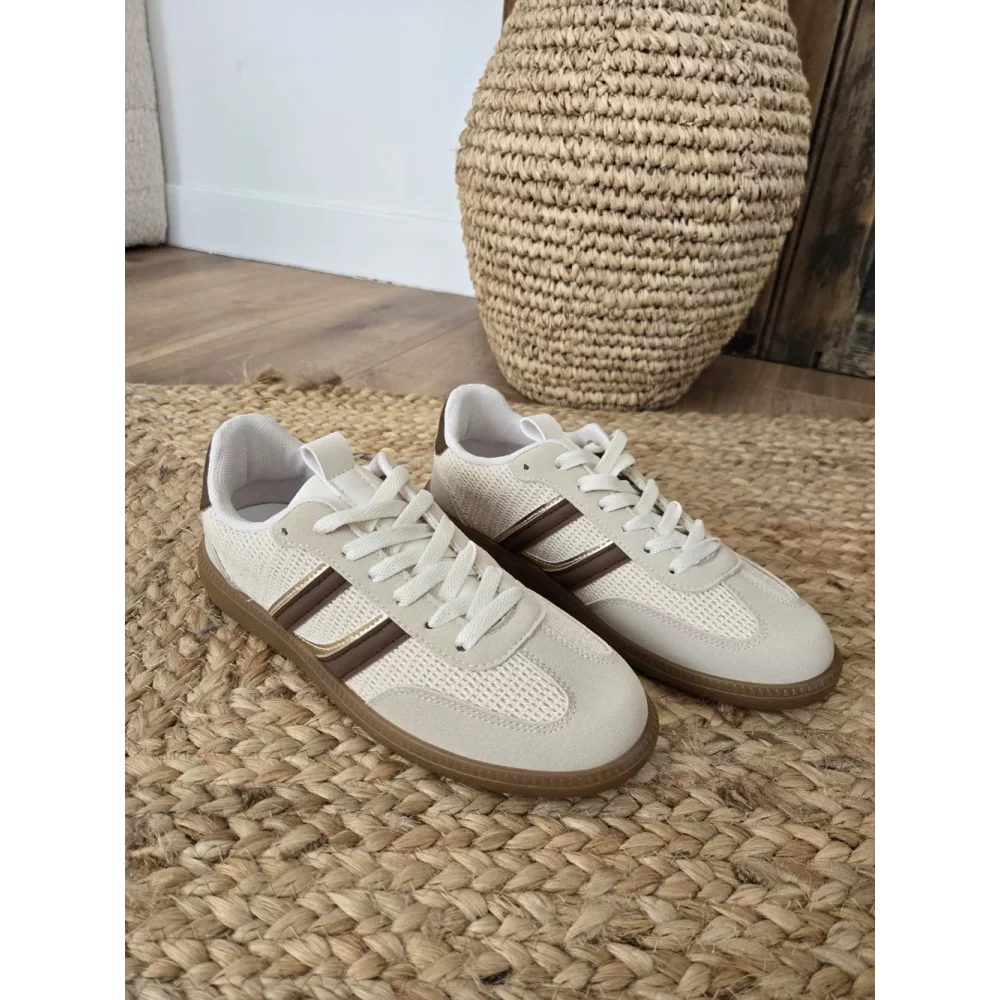 Basket beige bandes choco
