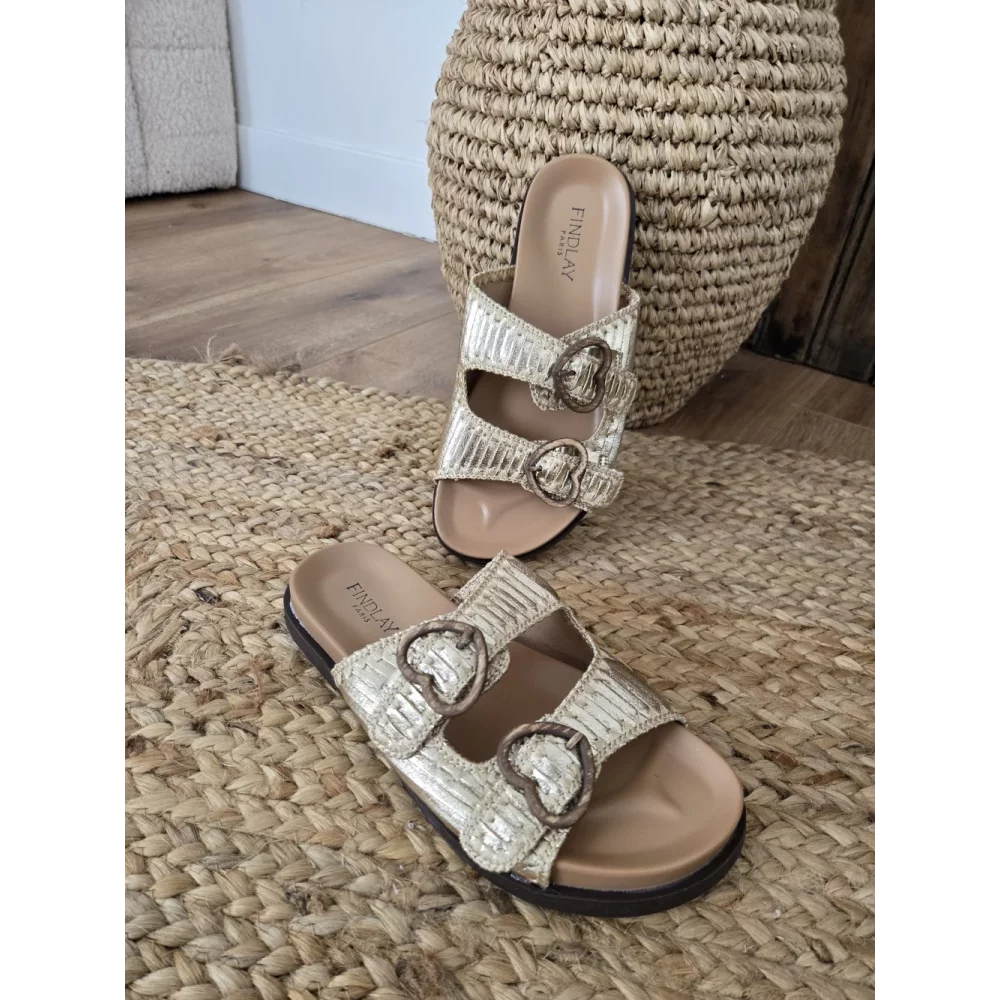 Mules dorés boucles coeur