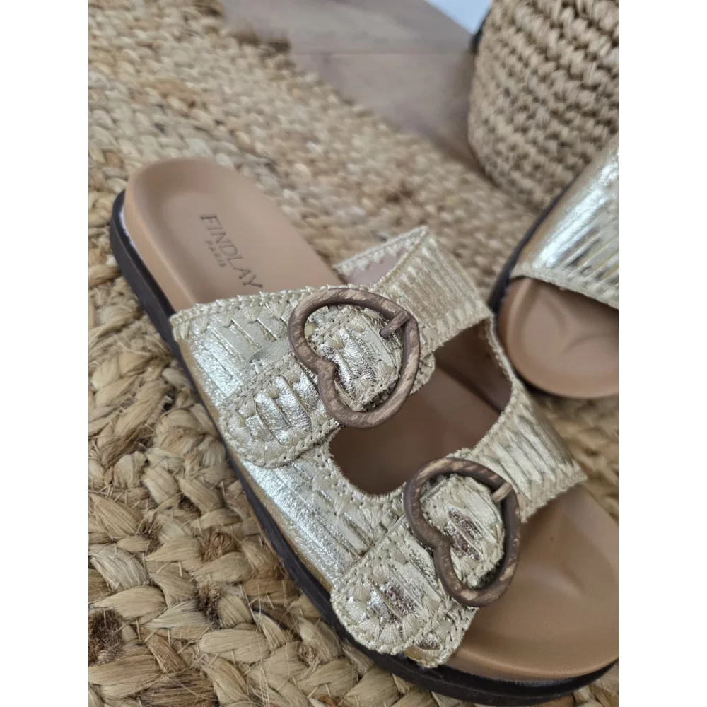 Mules dorés boucles coeur