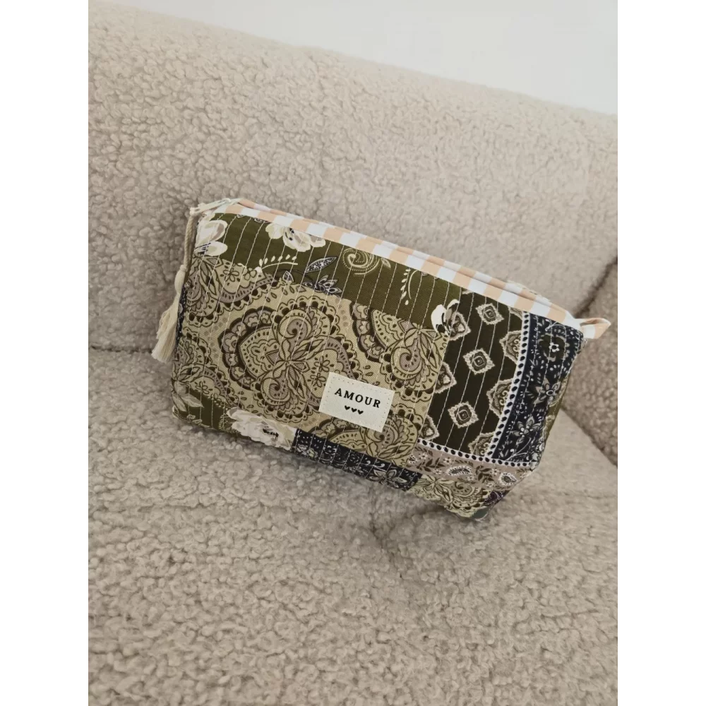Trousse patchwork kaki Amour