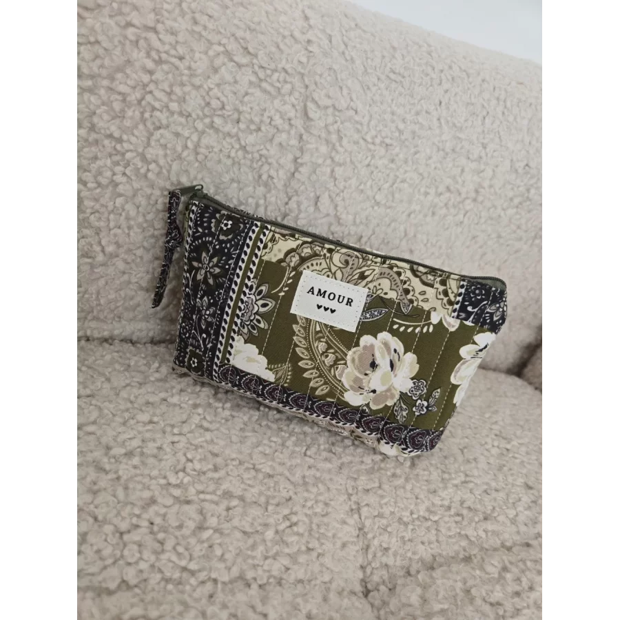 Petite Trousse patchwork kaki Amour