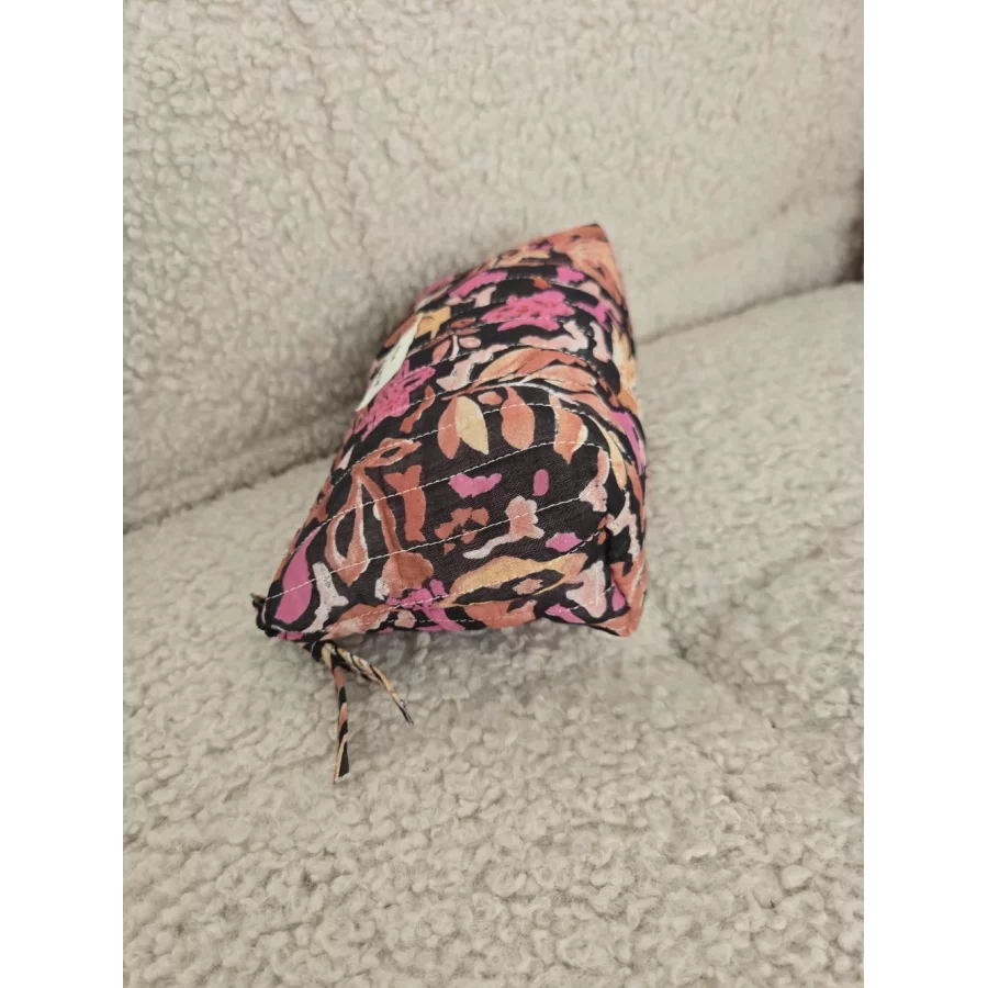 Petite Trousse noir fleurs rose Amour