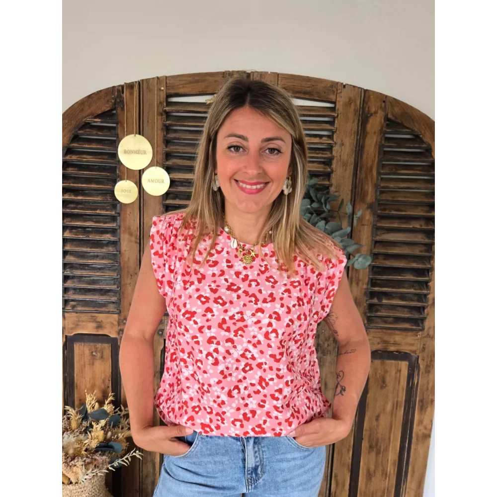 Blouse Faustine leopard rose