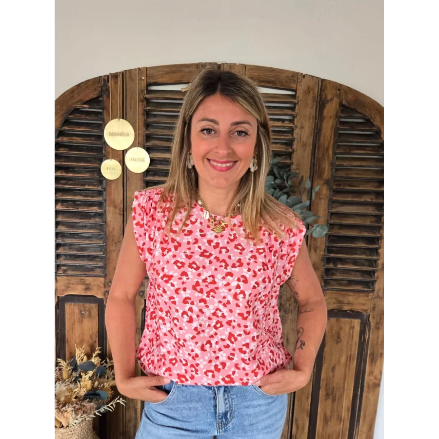Blouse Faustine leopard rose