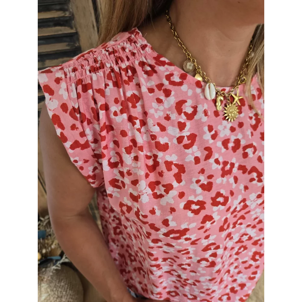Blouse Faustine leopard rose