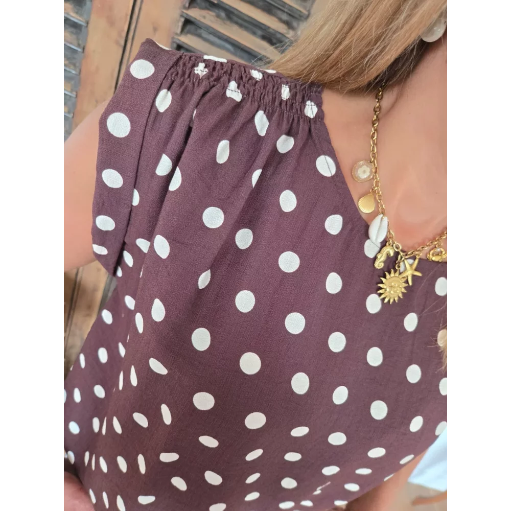 Blouse Faustine choco pois ecru