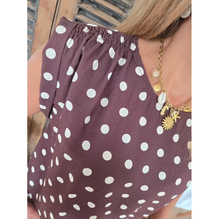 Blouse Faustine choco pois ecru