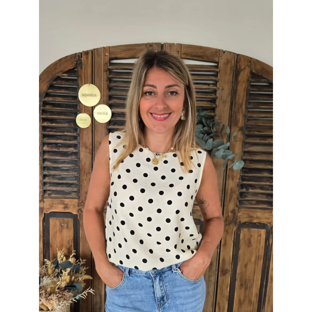 Blouse Naelle beige pois noir