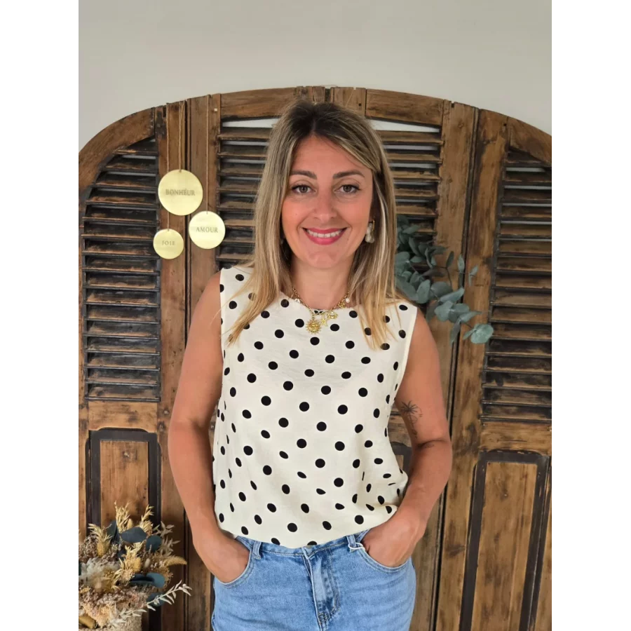 Blouse Naelle beige pois noir