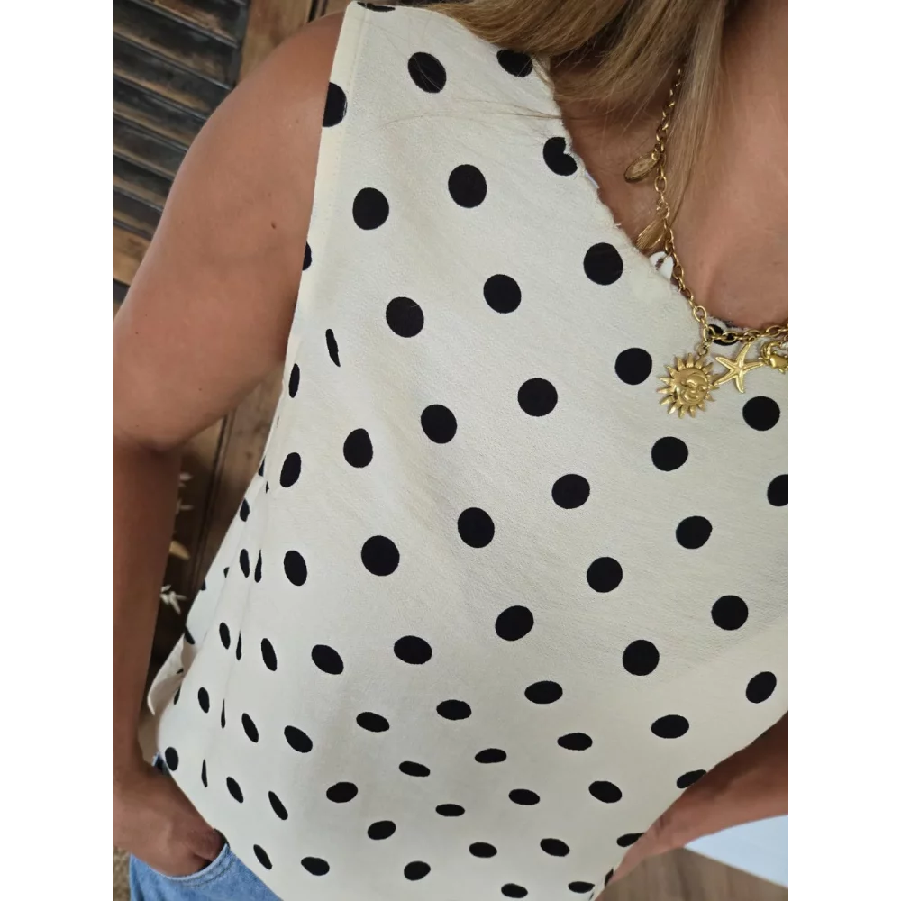 Blouse Naelle beige pois noir