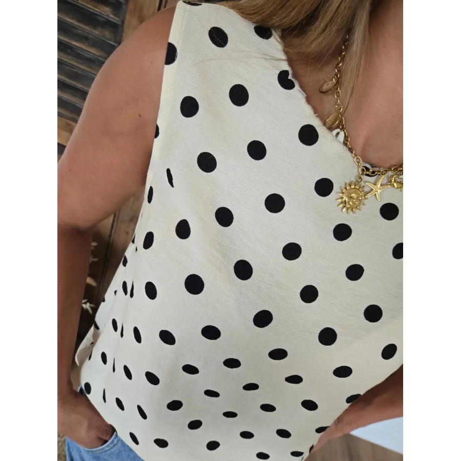 Blouse Naelle beige pois noir