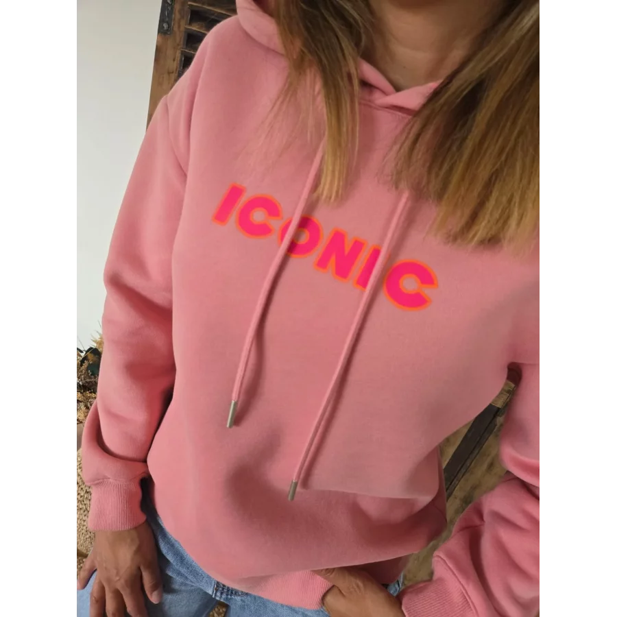 Sweat à capuche Iconic vieux rose