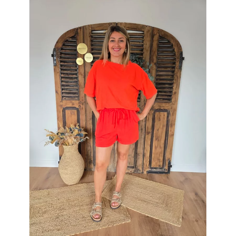 Ensemble Maurice short et t-shirt en eponge orange