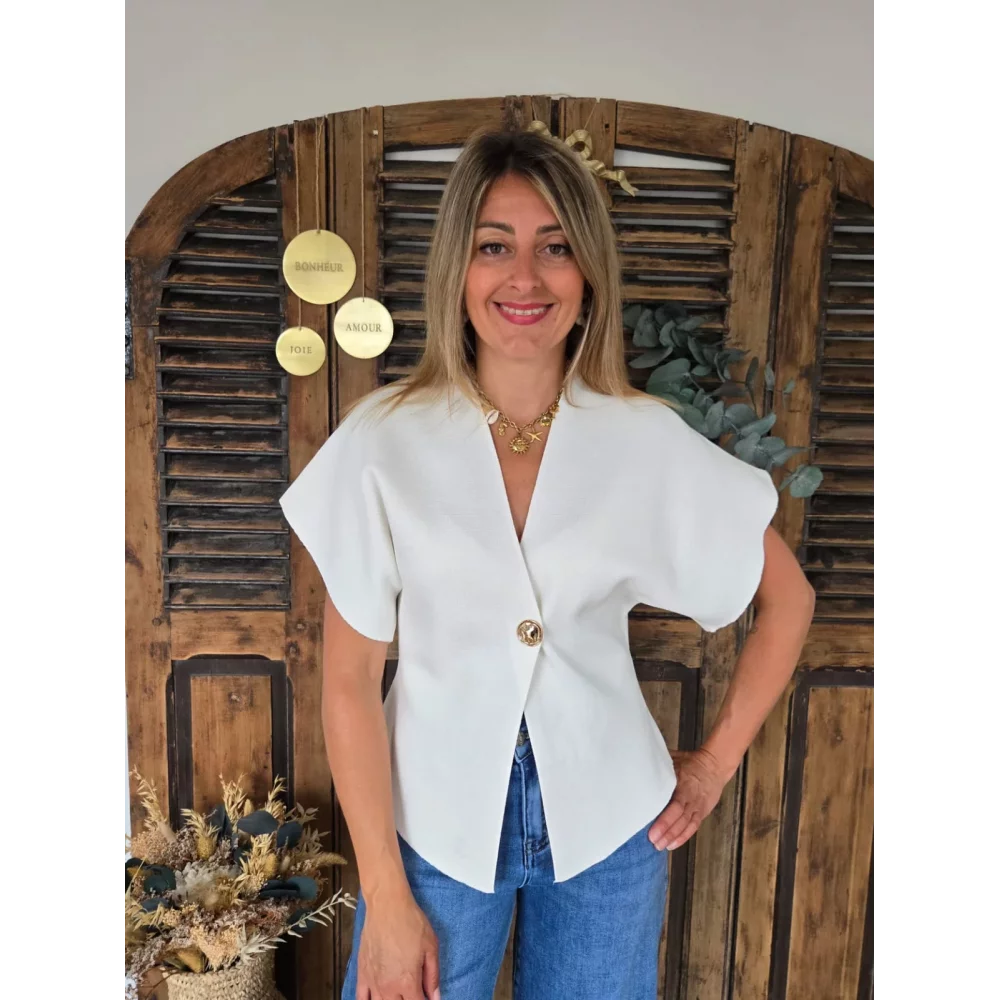 Blouse Nadia maille blanche