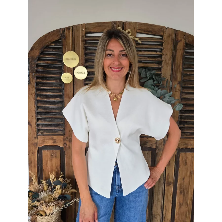 Blouse Nadia maille blanche
