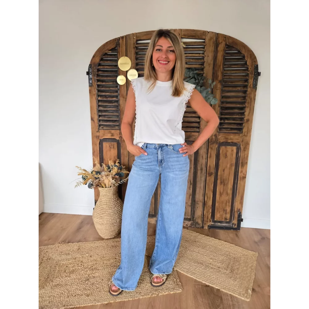 Jean Romuald wideleg fluide bleu jean