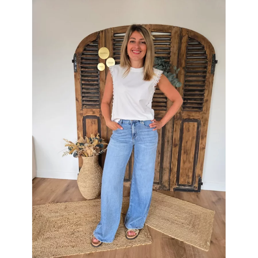 Jean Romuald wideleg fluide bleu jean