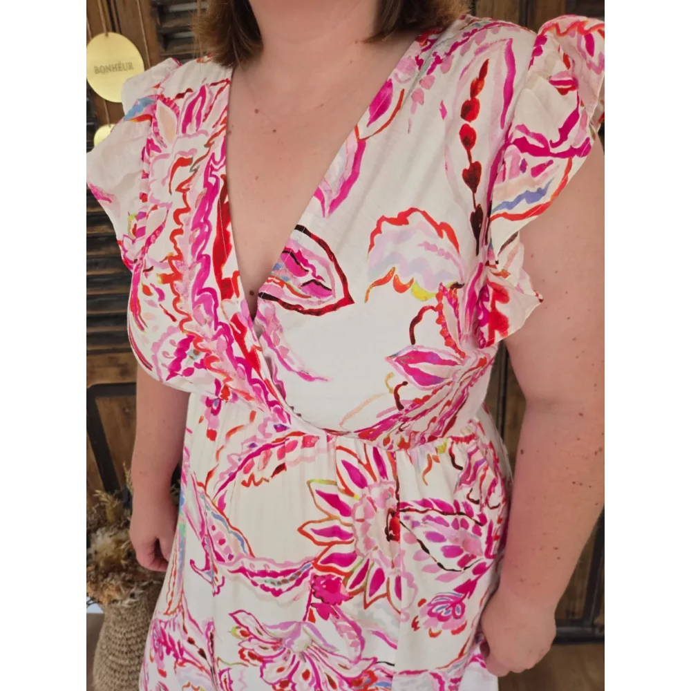 Robe longue Lydia motifs rose
