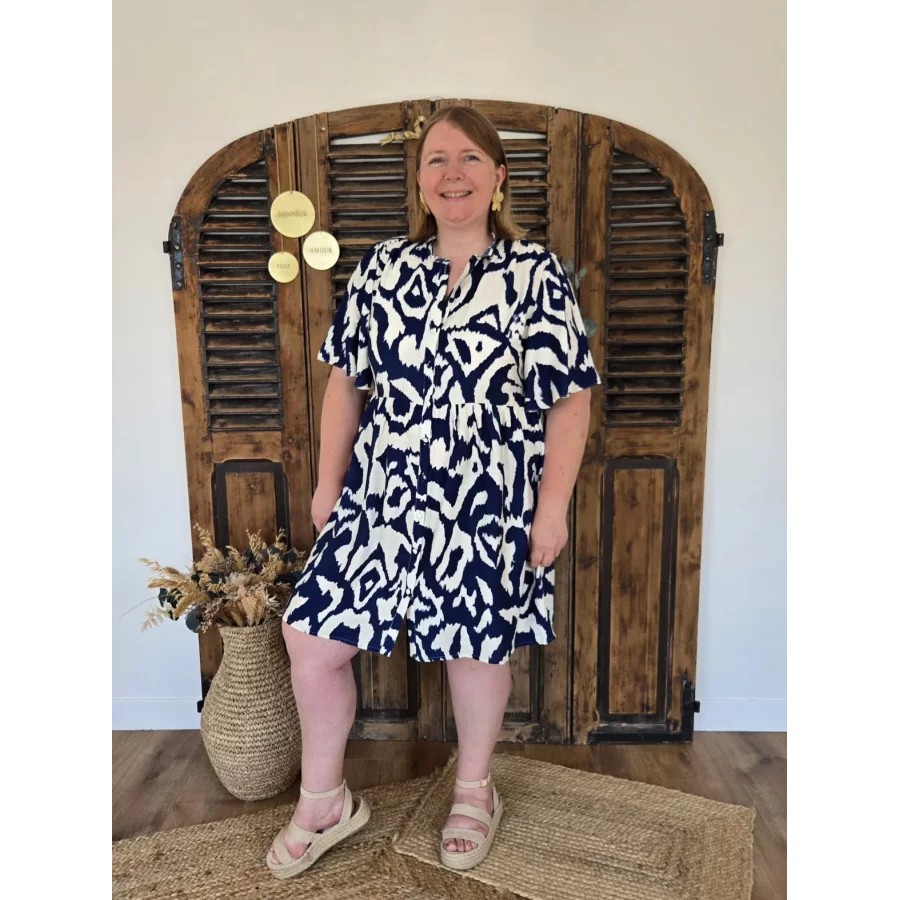 Robe Lena ecru et marine