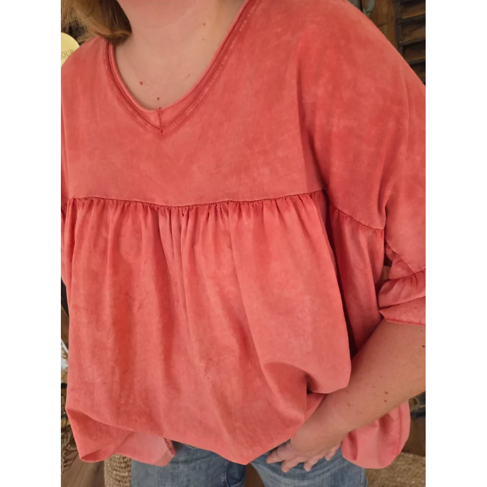 Blouse t-shirt oversize Ginette terracotta