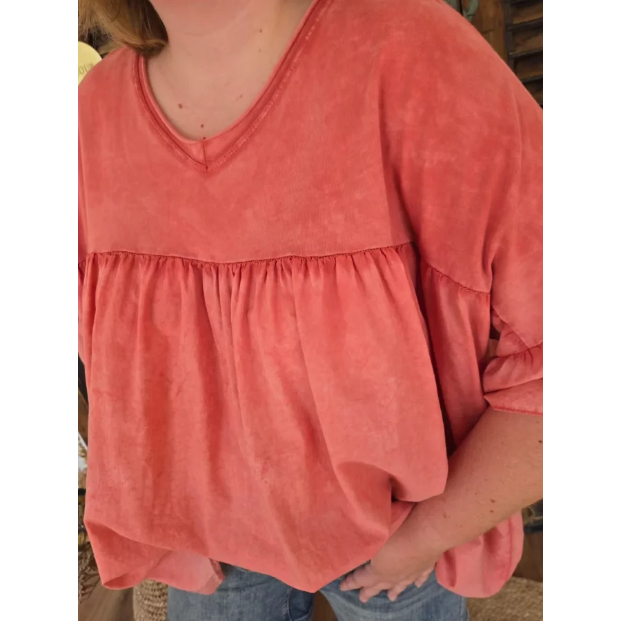 Blouse t-shirt oversize Ginette terracotta