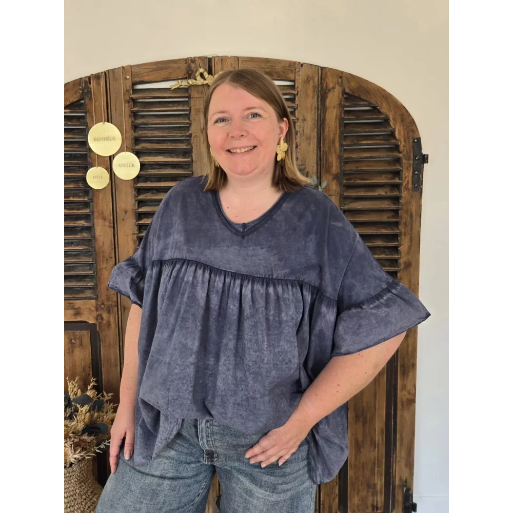 Blouse t-shirt oversize Ginette marine