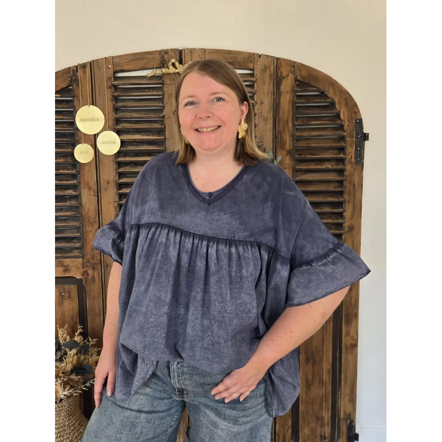 Blouse t-shirt oversize Ginette marine